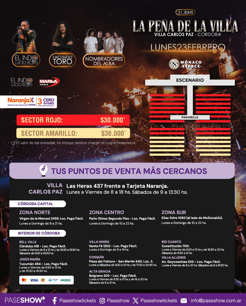 LA PEÑA DE LA VILLA CARLOS PAZ 23 FEB - Villa Carlos Paz, 24 de febrero, 2026